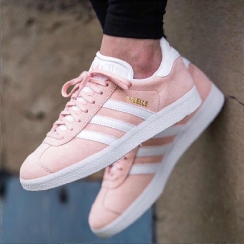 Adidas Pink and White Gazelle Sneakers